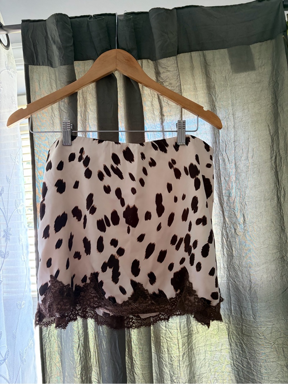 Abercrombie & Fitch Cream Mini Skirt with Brown Leopard Spots & Lace